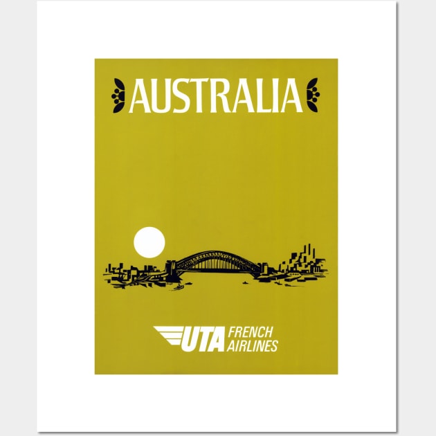 Vintage Travel Poster UTA French Airlines Australia Wall Art by vintagetreasure